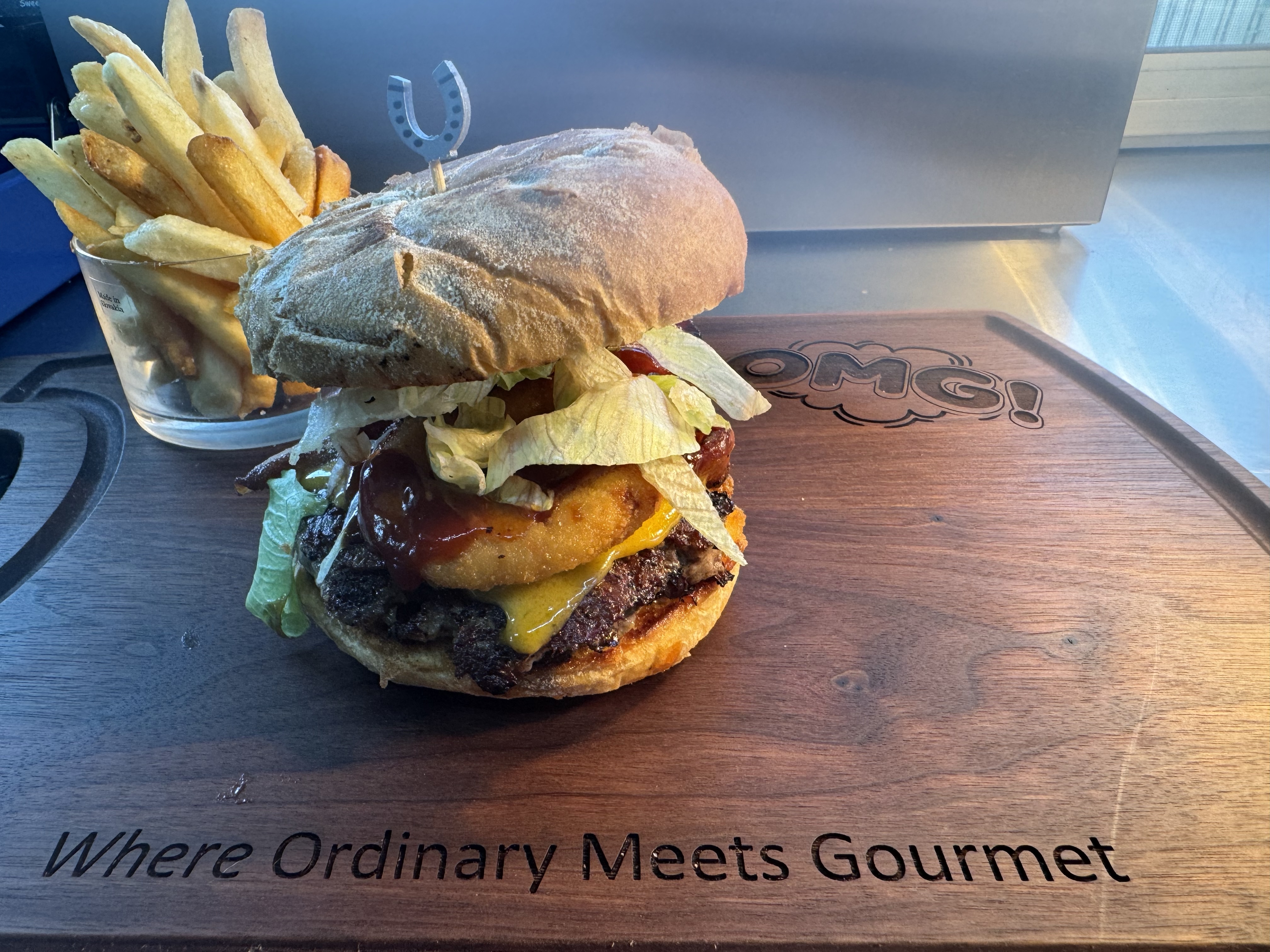 OMG burger and fries